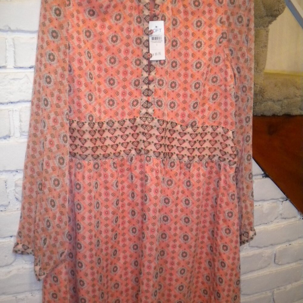 Loft Orange Geometric Dress